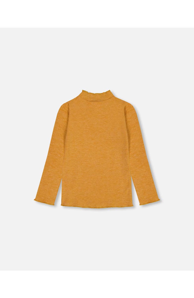 Deux par Deux Girl's Long Sleeve Mock Neck Top Gold Brown, Alternate, color, 