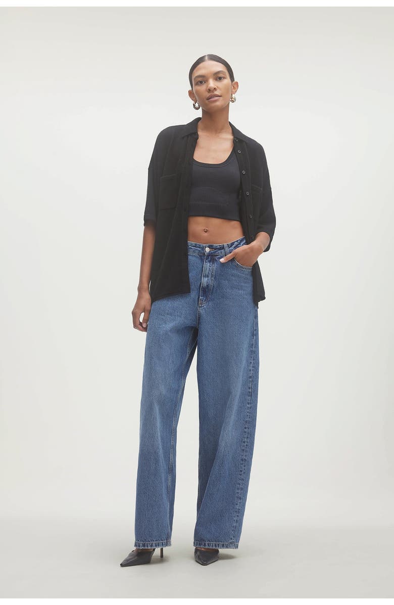 NAKED CASHMERE Rue Button-Up Cashmere Top, Main, color, Black