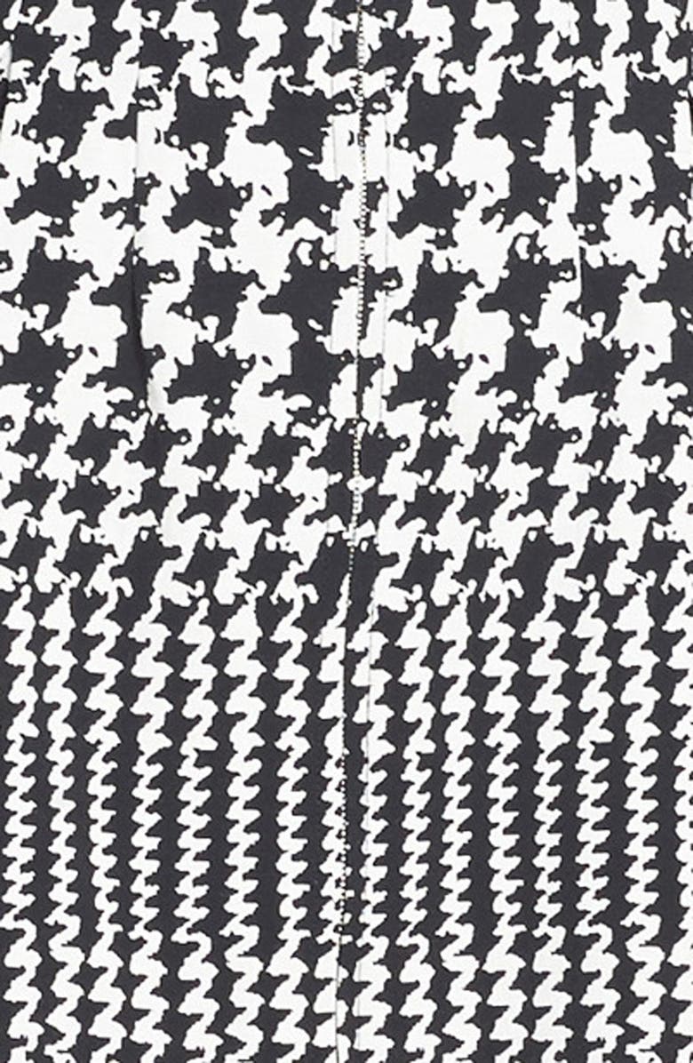 Eliza J Front Zip Houndstooth Jacquard Fit & Flare Dress, Alternate, color, 