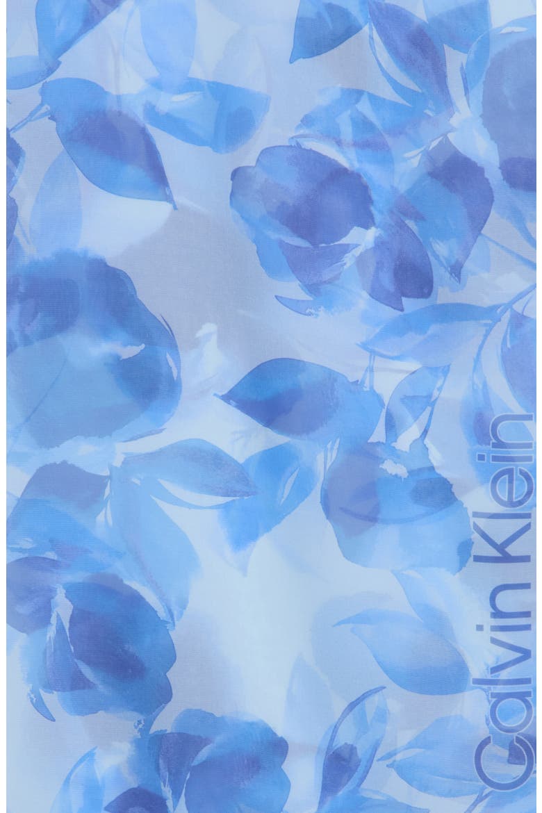 Faded Floral Chiffon Scarf, Alternate, color, INDIGO