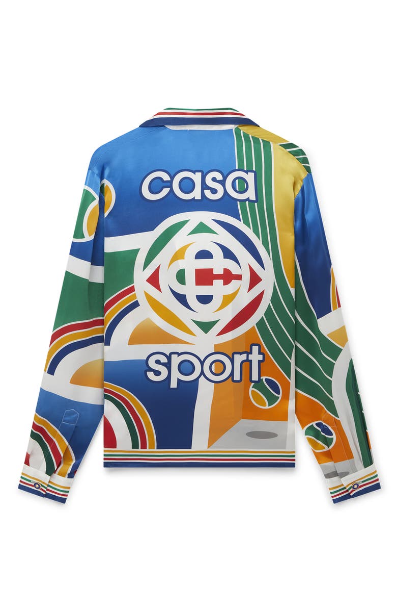 Casablanca Casa Sport Print Silk Button-Up Shirt, Alternate, color,