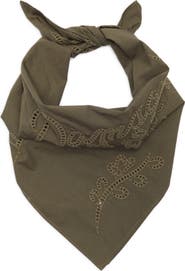 Damson Madder Embroidered Organic Cotton Headscarf