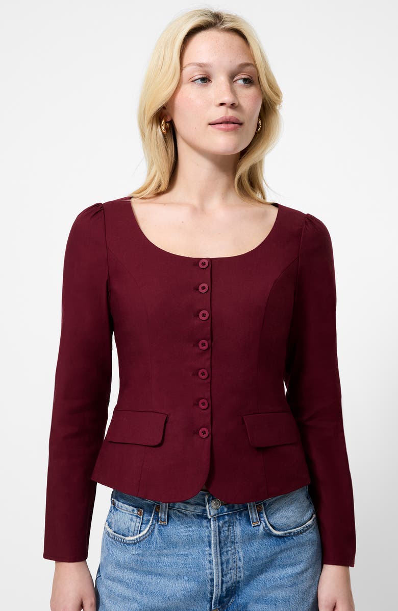 French Connection Inga 2-Pocket Button-Up Shirt, Alternate, color, Cabernet