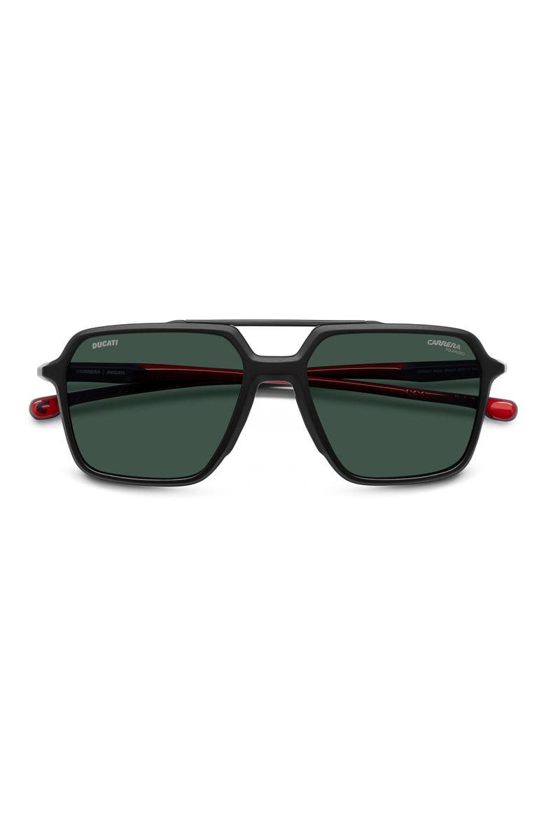 x Ducati Carduc 55mm Rectangular Aviator Sunglasses, Main, color, MATTEBLACK/ GREEN POLAR