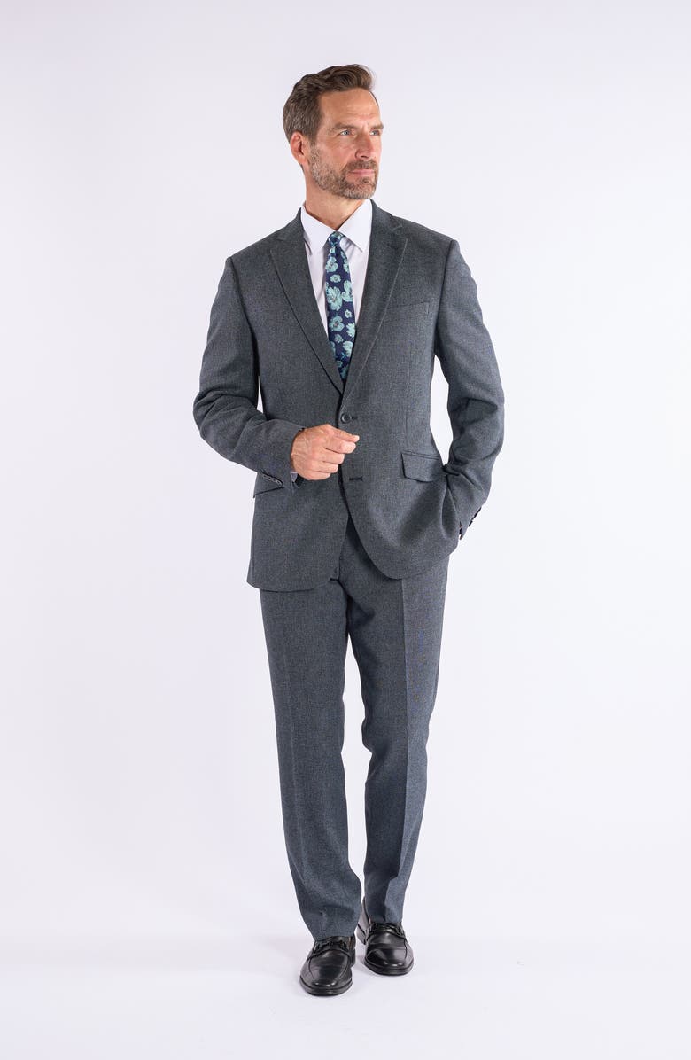 SAVILE ROW CO Hoxton Trim Fit Charcoal Notch Lapel Knit Suit, Alternate, color, Grey