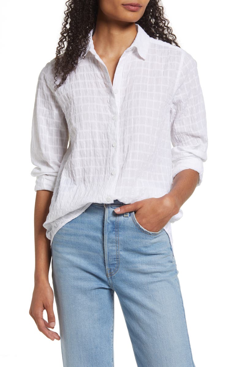 beachlunchlounge Charlene Pucker Button-Up Shirt, Main, color, 