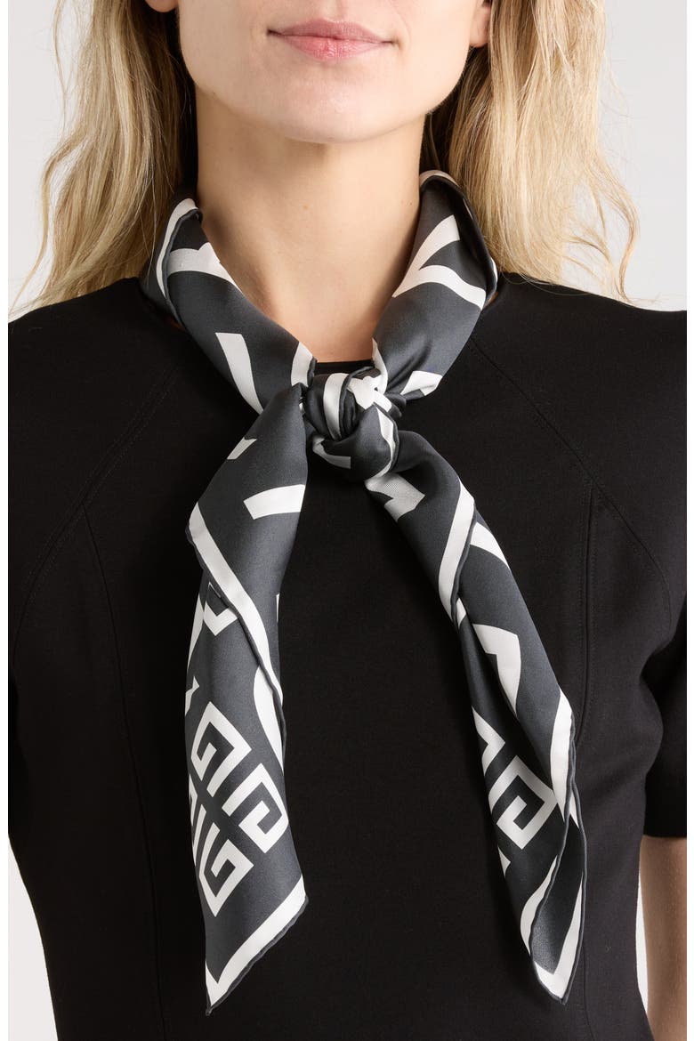 4G Small Silk Square Scarf, Main, color, GRAPHITE / WHITE