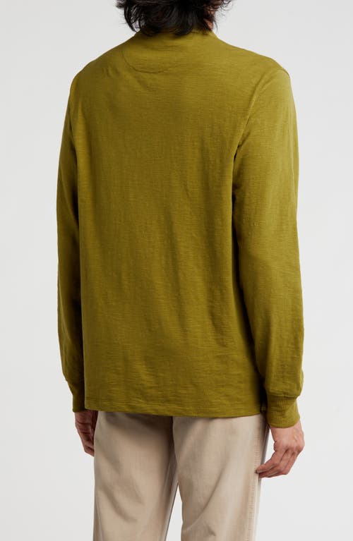 Scotch & Soda Long Sleeve Slub Knit Henley In Green