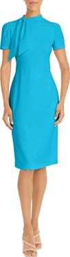 Maggy London Tie Neck Short Sleeve Sheath Dress