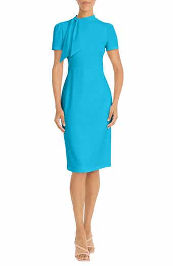 Maggy London Tie Neck Short Sleeve Sheath Dress
