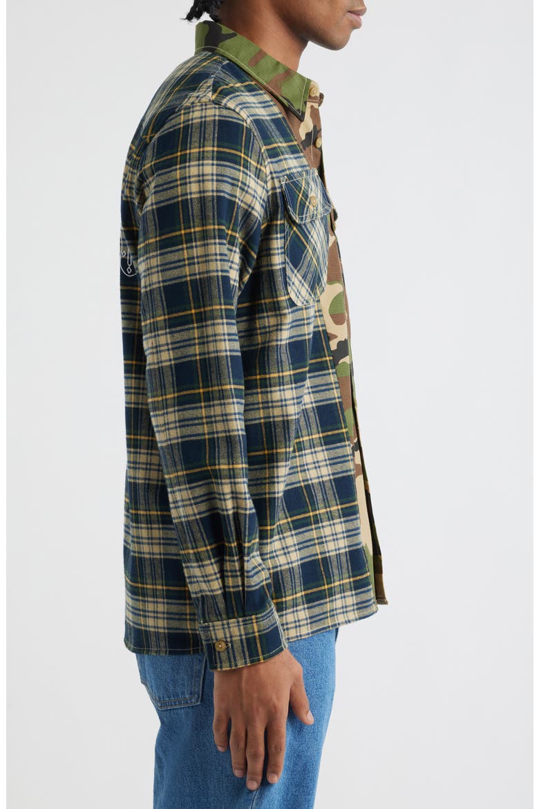 BB Wanderlust Plaid & Camo Cotton Button-Up Shirt, Alternate, color, CYPRESS