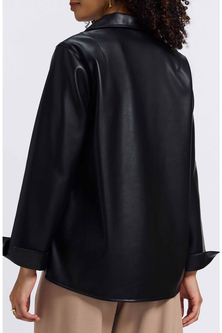 Agnes Faux Leather Long Sleeve Popover Top, Alternate, color, BLACK