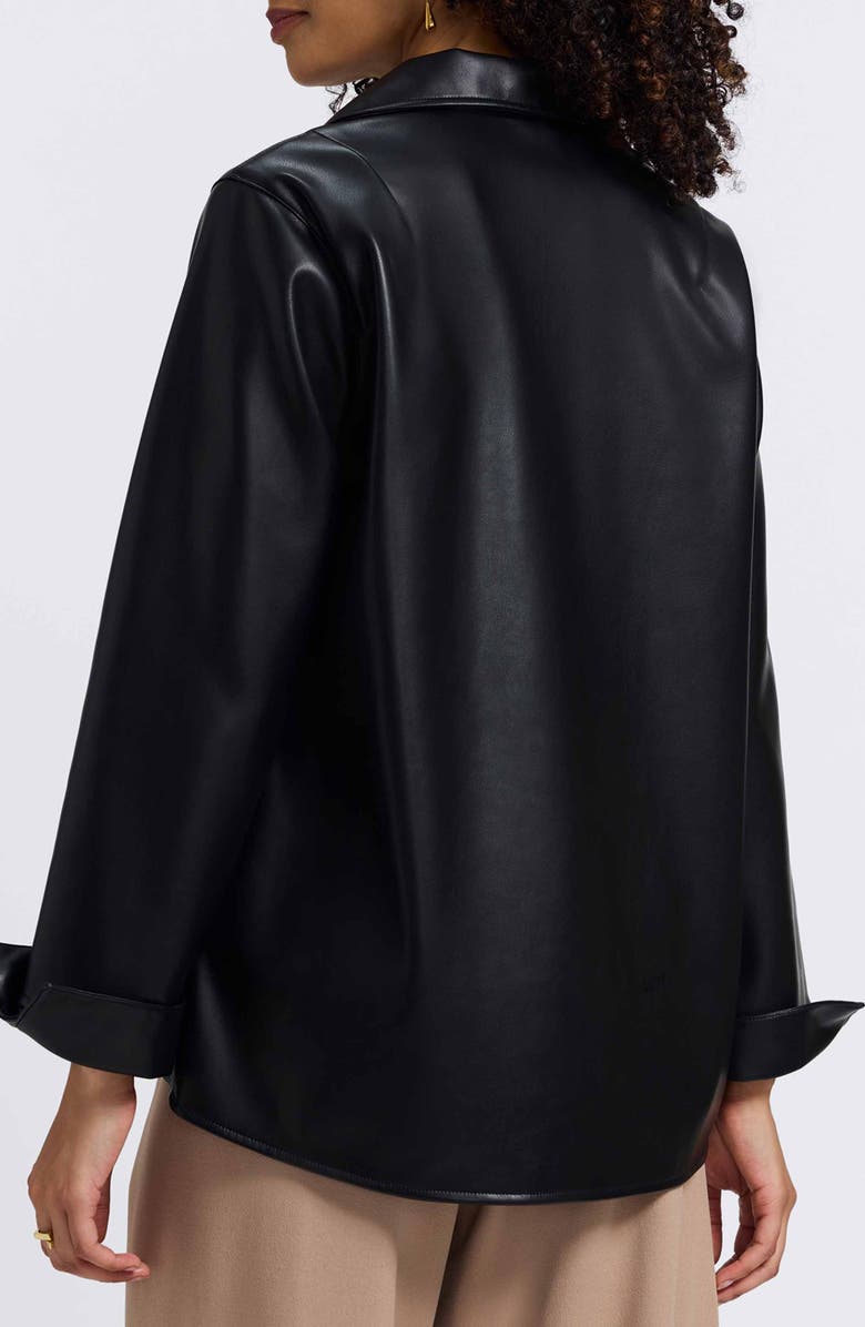 Foxcroft Agnes Faux Leather Long Sleeve Popover Top, Alternate, color, Black
