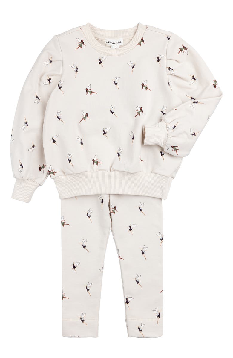 MILES THE LABEL Fairy Print French Terry Sweatshirt & Leggings Set, Main, color, 