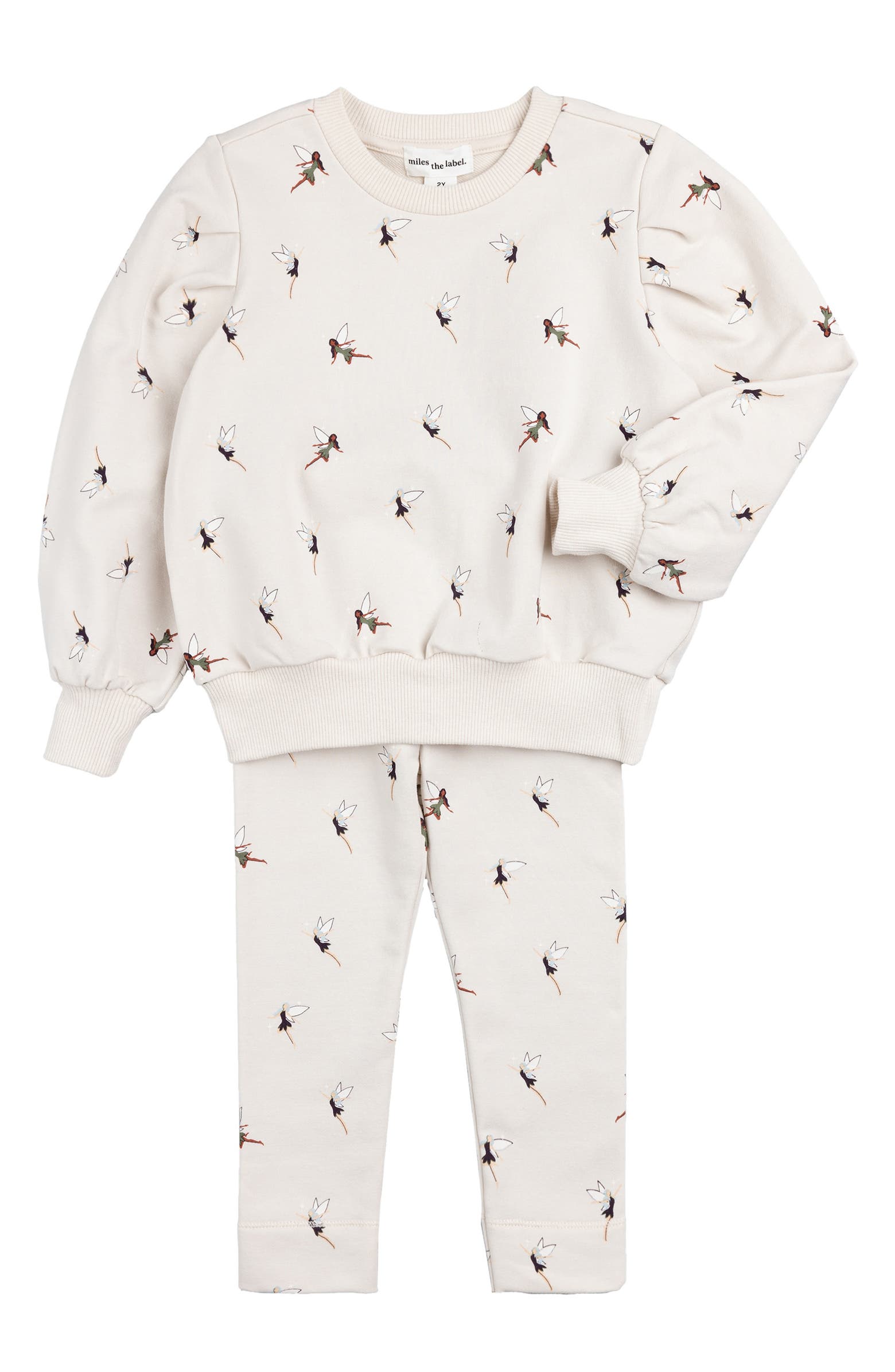 MILES THE LABEL Fairy Print French Terry Sweatshirt & Leggings Set ...