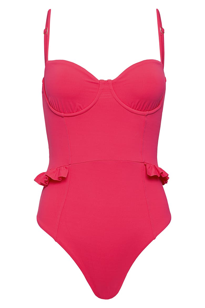 Bree Ruffle Reversible One-Piece Swimsuit, Alternate, color, RED