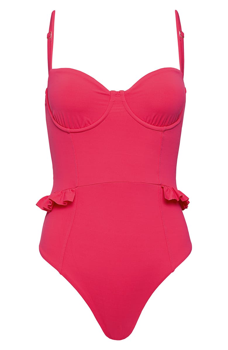 Maaji Bree Ruffle Reversible One-Piece Swimsuit, Alternate, color, Red