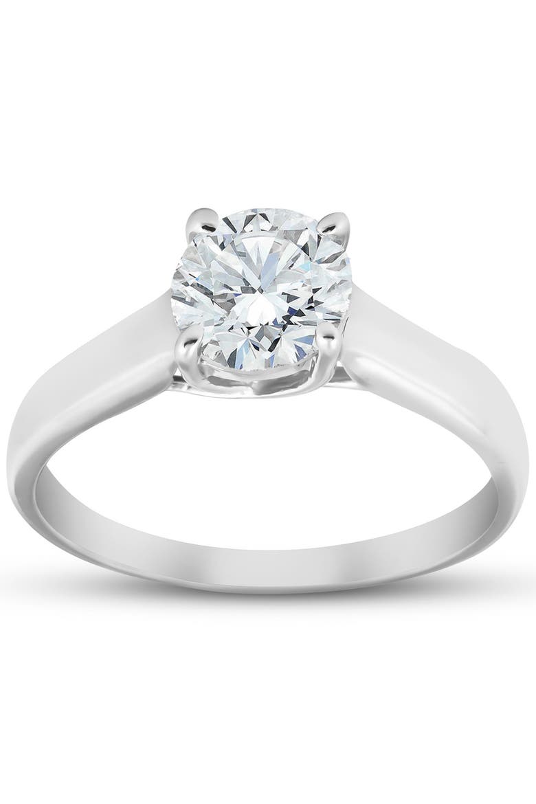 1 1/4 Ct Solitaire Round Cut Diamond Engagement Ring 14k Gold Enhanced, Main, color, 14k White Gold