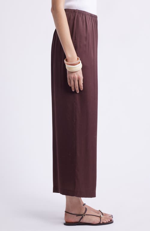 Nordstrom Print Pull-on Satin Crop Wide Leg Pants In Burgundy