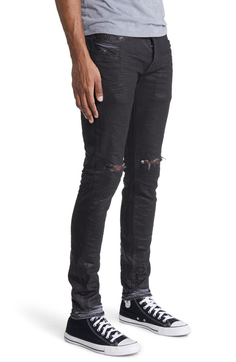 PURPLE BRAND Ripped Coated Skinny Jeans, Alternate, color, 