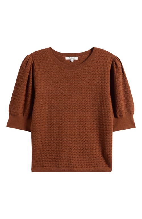 Madewell Merino Wool-silk Blend Puff-sleeve Sweater Tee In Brown