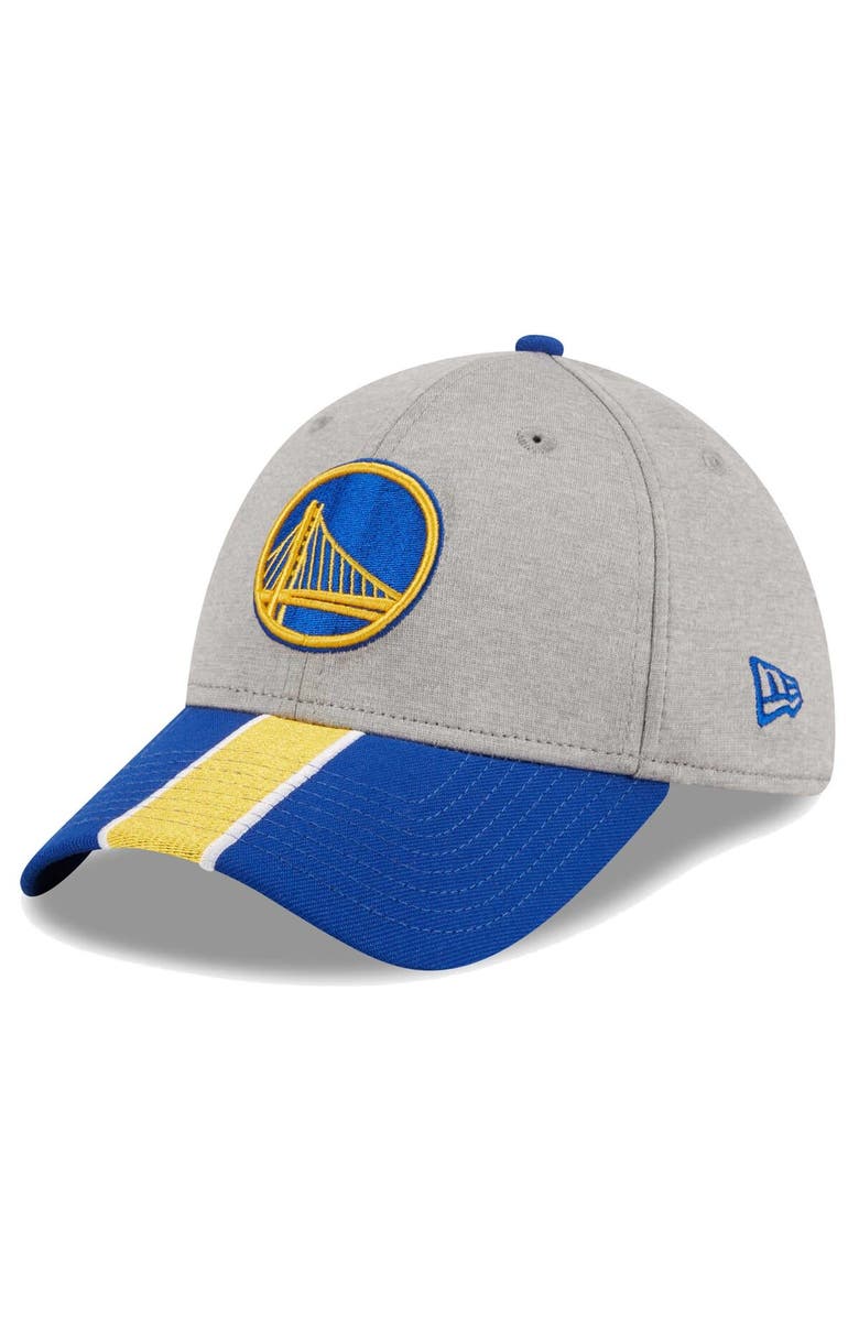 New Era Men's New Era Gray/Royal Golden State Warriors Striped 39THIRTY Flex Hat, Main, color, Gray