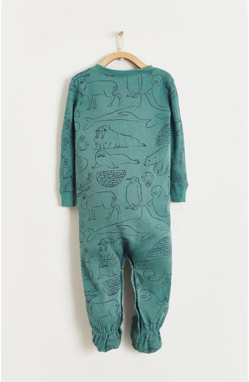 Babycottons Camou Waffle Snug Footie Pajamas In Green