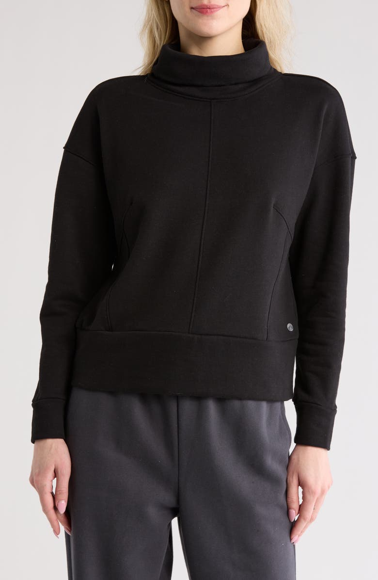 APANA Cocoon Long Sleeve Mock Neck Top, Main, color, Rich Black