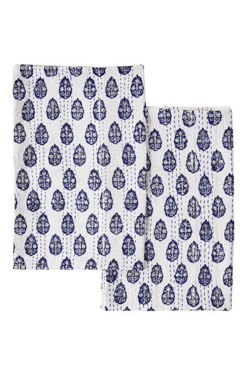 Melange Home Floral Paisley 2-pack Cotton Pick Stitch Shams In Indigo