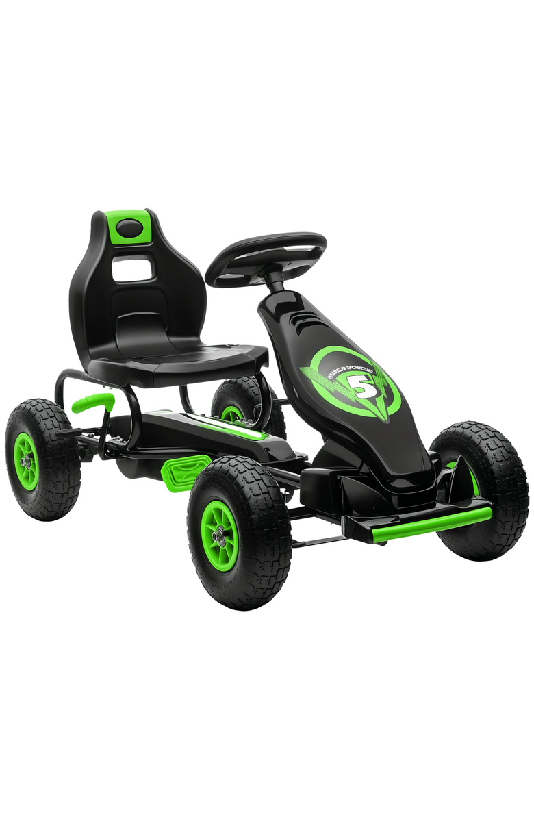 Aosom Ergonomic Pedal Go Kart with Wear-Resistant Tread, Main, color, Green