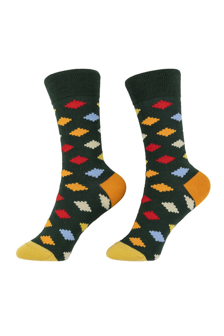 Men's Socks - Navidad, Main, color, Forest Green/Cream/Orange/Blue