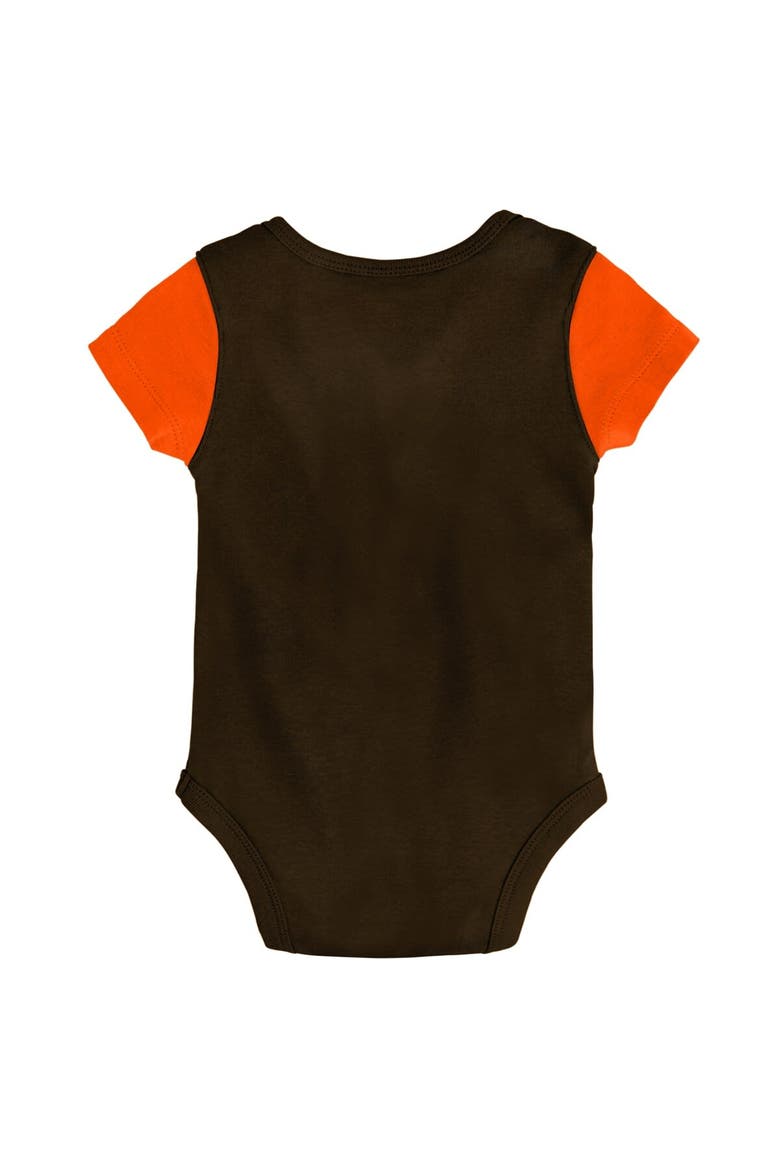 Newborn & Infant Brown/Orange Cleveland Browns Little Champ Three-Piece Bodysuit Bib & Booties Set, Alternate, color, Brown