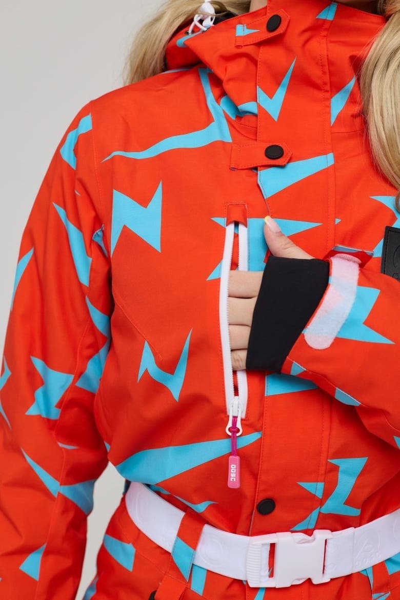Starman Ski Suit Women's, Alternate, color, Red with blue patterns
