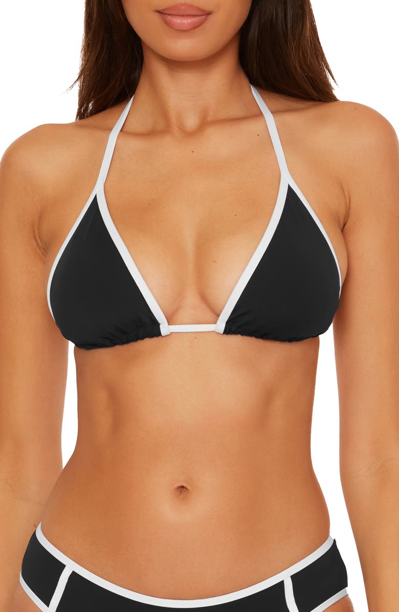 Becca Sport Mode Triangle Bikini Top, Main, color, Black