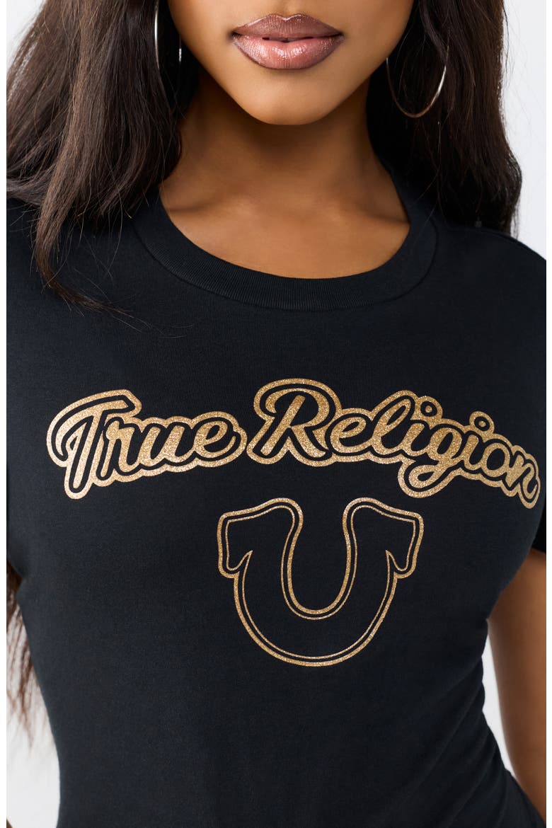 Glitter Horseshoe Relaxed Baby Tee, Alternate, color, JET BLACK