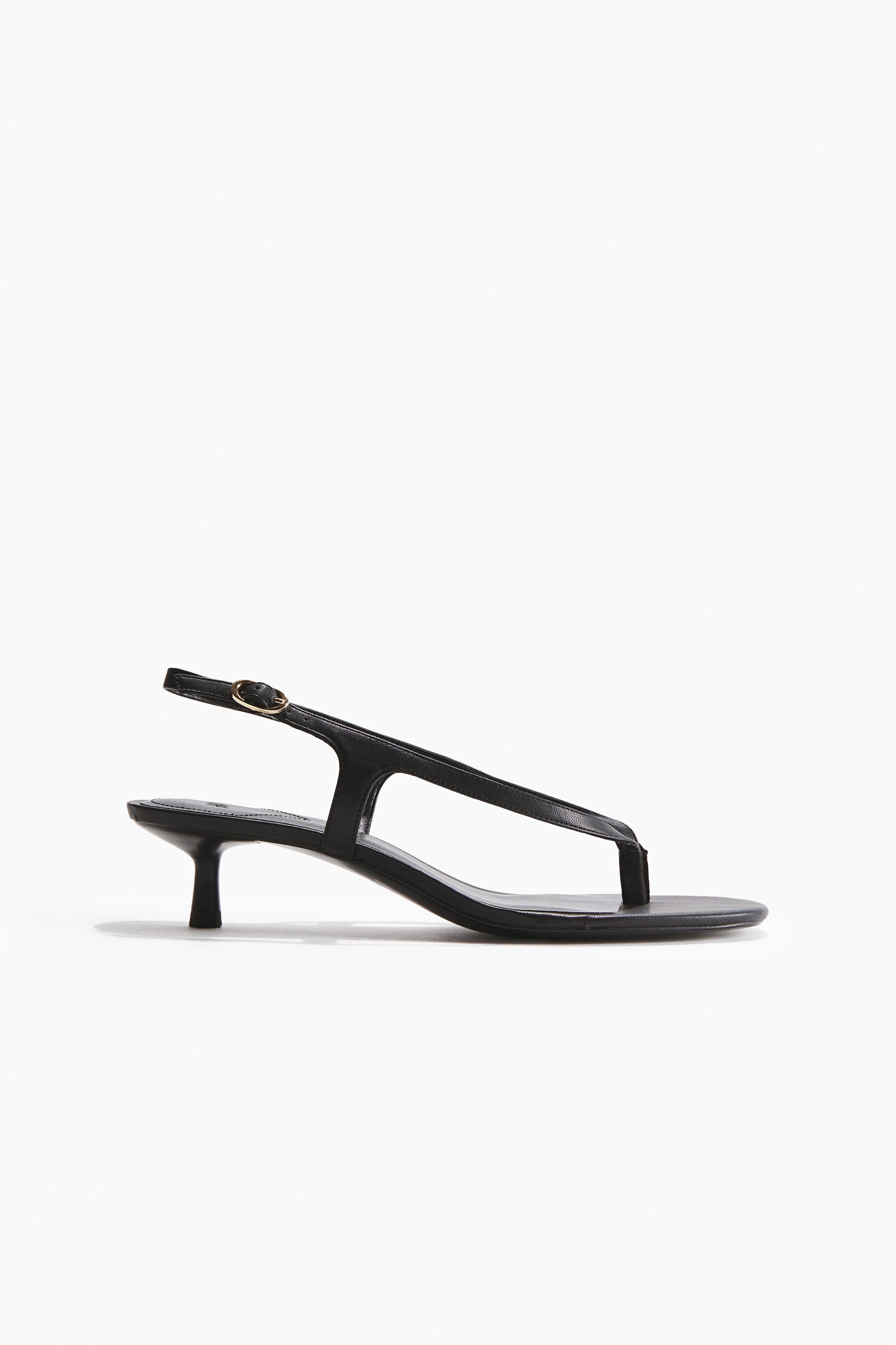 H&M Kitten-heeled Sandals, Main, color, Black