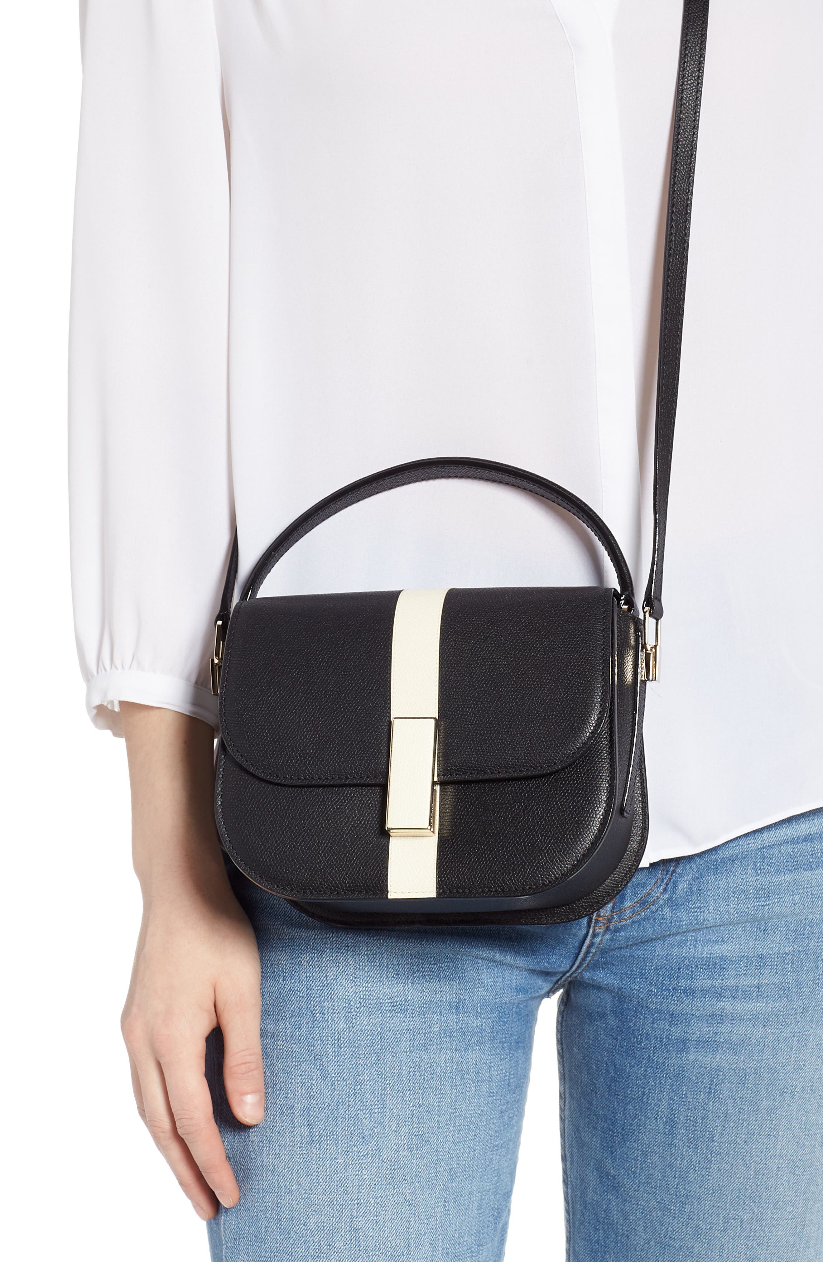 Valextra Iside Stripe Top Handle Bag, Alternate, color, 