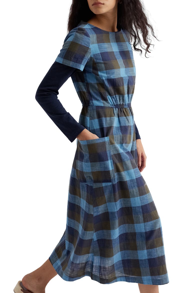 Haneth Check Print Midi Dress, Alternate, color, MORDEN PADDLE