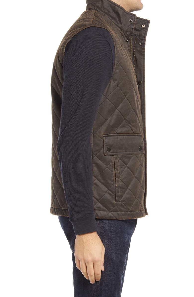 Johnston & Murphy Antiqued Cotton Blend Quilted Vest, Alternate, color, 