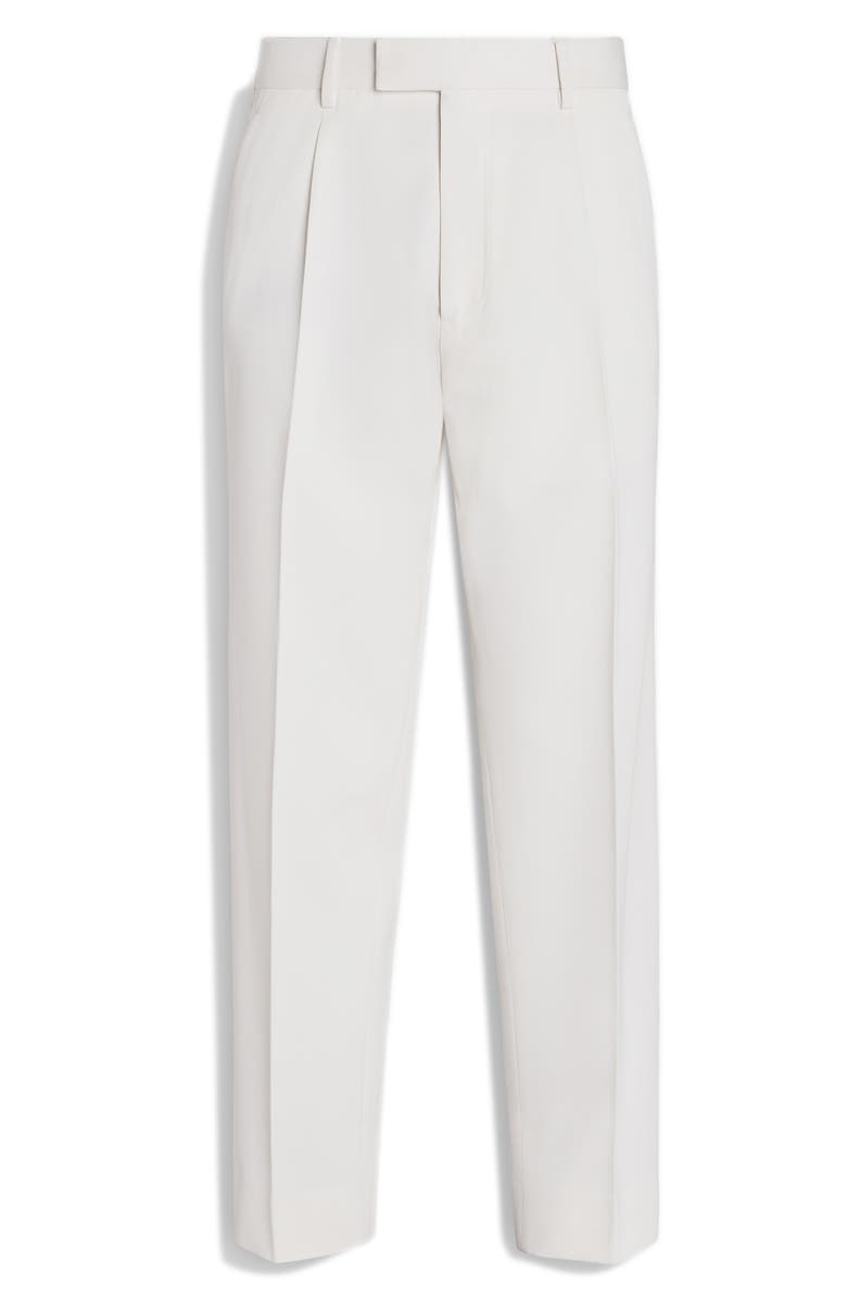 ZEGNA Pleat Front Cotton & Wool Trousers, Alternate, color,
