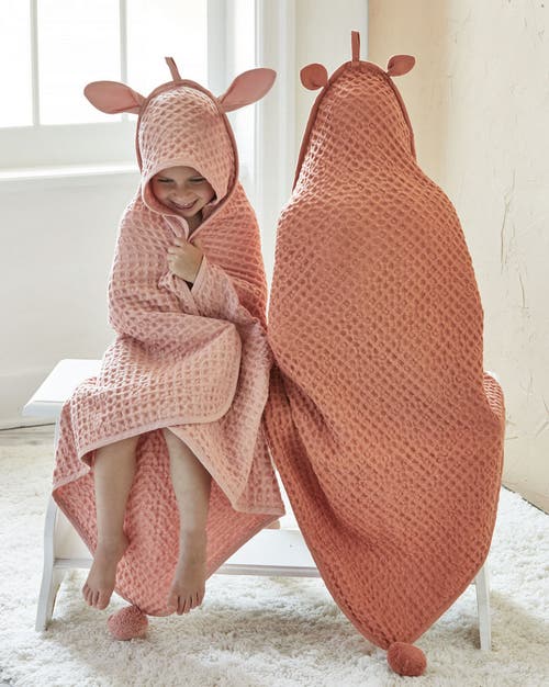 Tag Bear Hooded Waffle Weave Towel For Baby In Orange