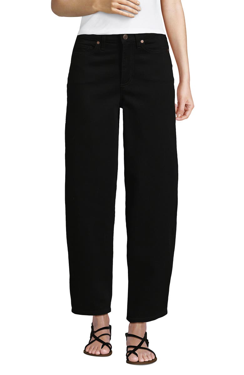 Lands' End Recover High Rise Barrel Leg Ankle Jeans, Alternate, color, Black