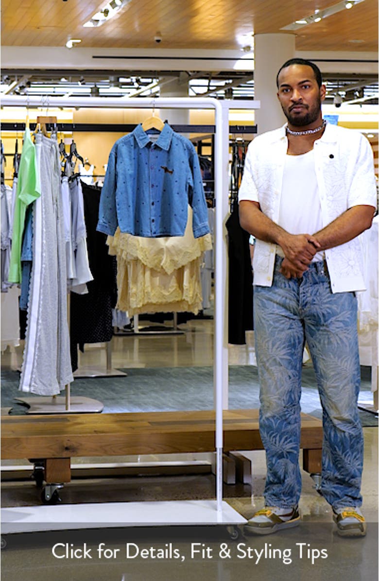 Kids' Dot Print Denim Button-Up Shirt, sales video thumbnail