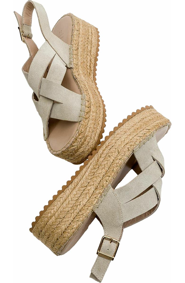 Forever & Always Shoes Lontano Suede Leather Platform Sandal, Alternate, color, Beige Suede Leather