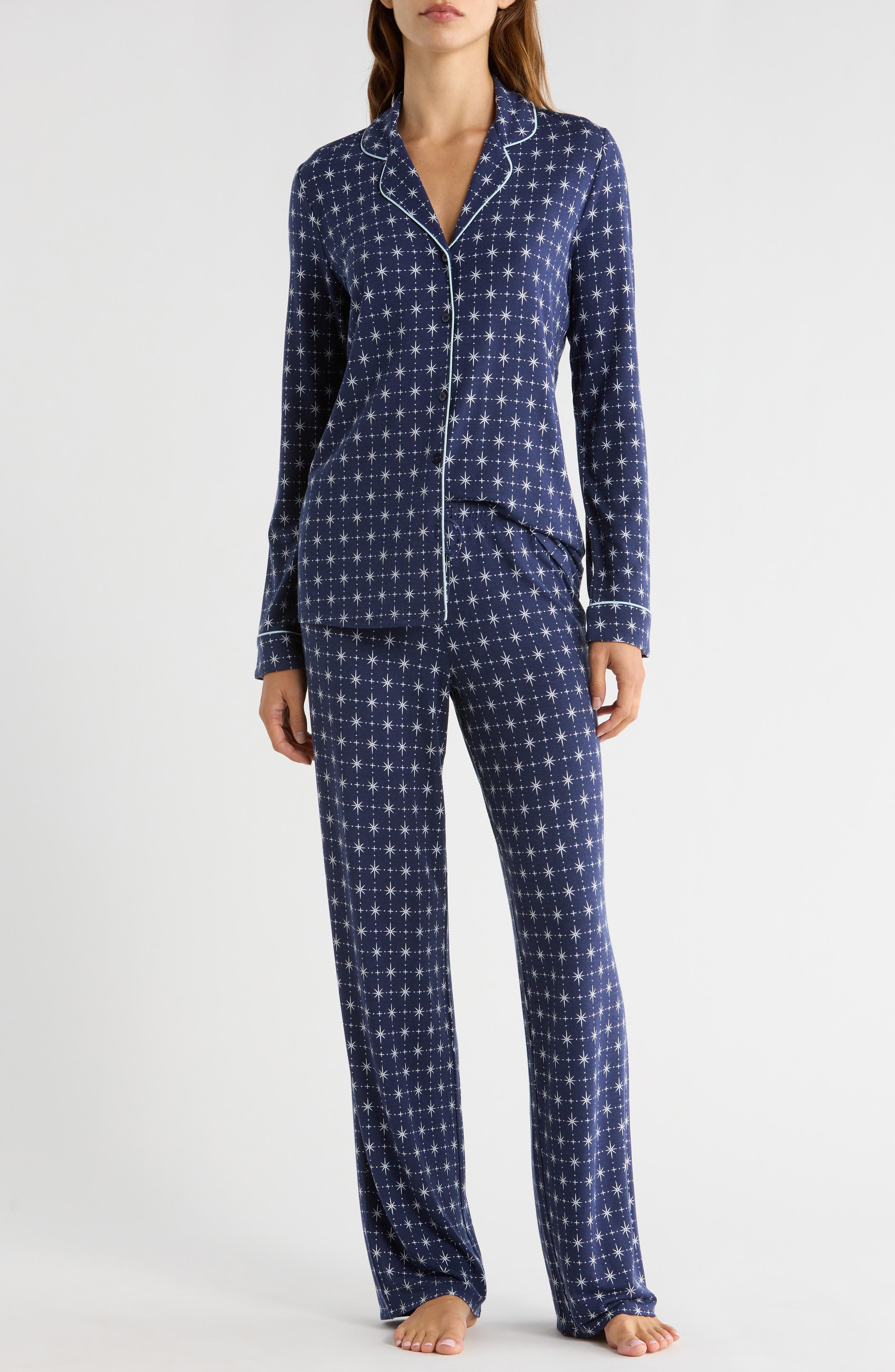 NAVY- WHITE CELESTIAL FOULARD