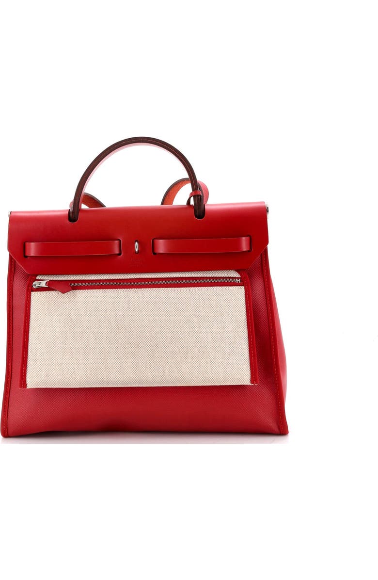 Pre-Owned Hermes Herbag Zip Berline Vache Canvas and Leather 31, Alternate, color, Rouge Piment