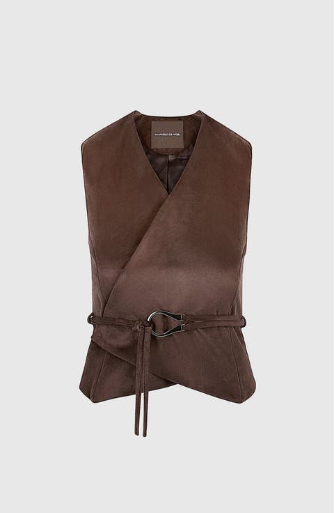 Jeanne Suede Wrap Waistcoat with Belt