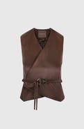 Manière De Voir Jeanne Suede Wrap Waistcoat with Belt