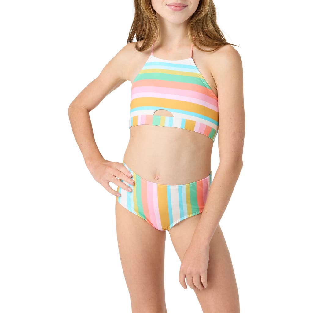 O'neill Kids' Low Tide Peekaboo Two-piece Swimsuit In Multi