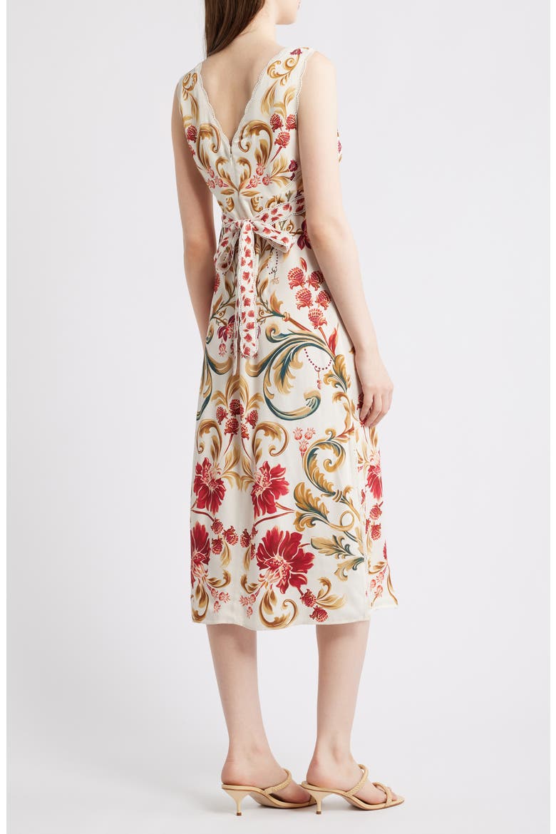 Royal Garden Print Sleeveless Satin Dress, Alternate, color, ROYAL GARDEN CREAM